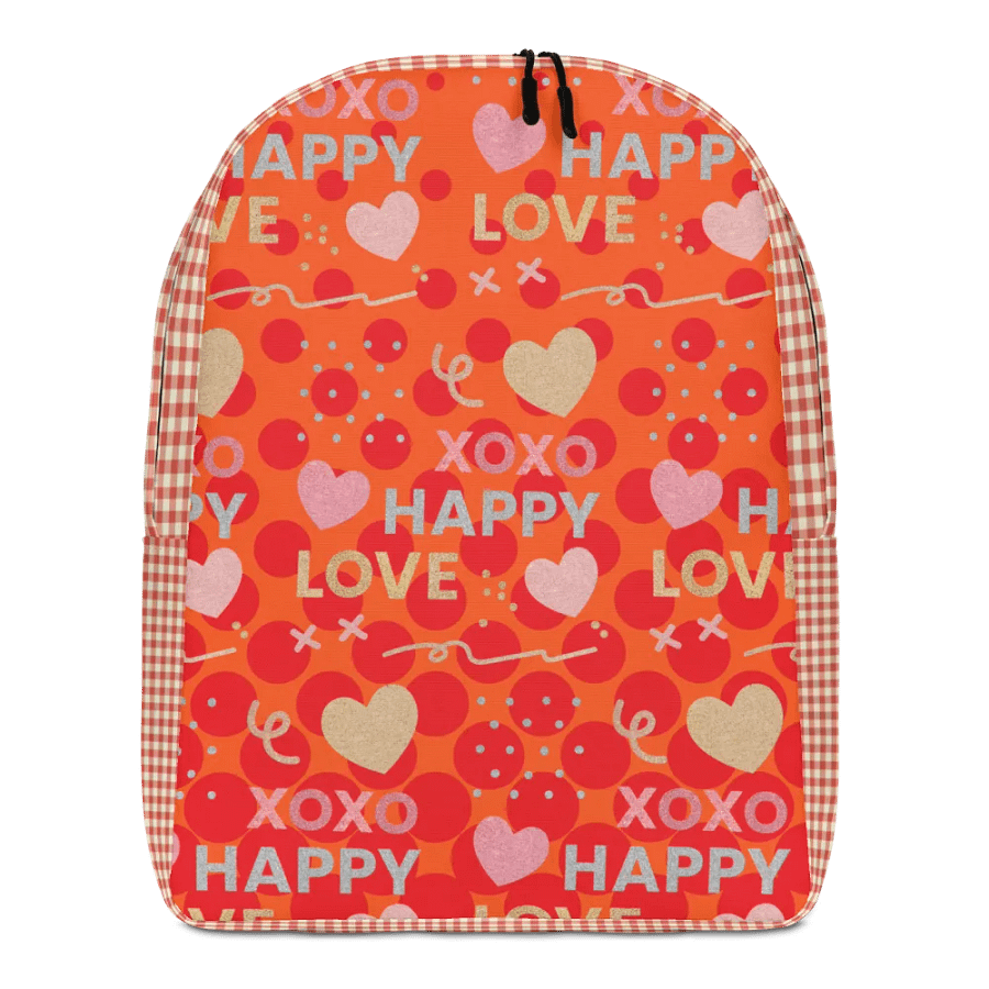 XOXO, HAPPY, LOVE Orange Circle/Gingham Backpack product image (1)