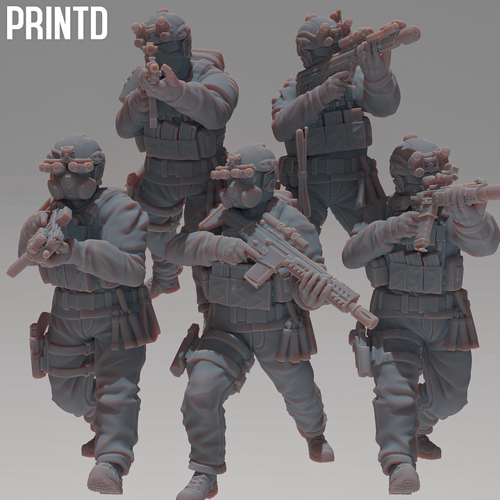 SCP MTF Squad - Post Apocalyptic Zona Alpha Wargame Hobby Resin Scale Models product image (1)