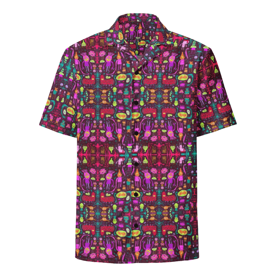 Abstract Darker Doodle Creatures Unisex Hawaiian Shirt product image (5)
