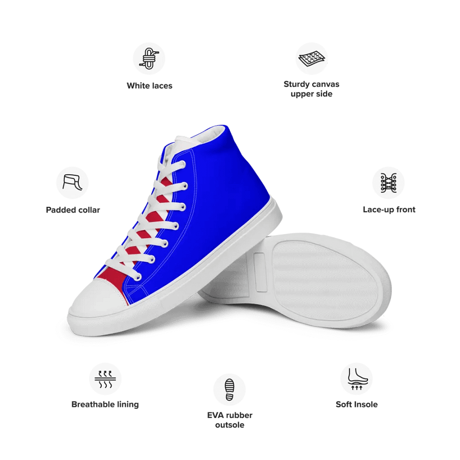 Men's red tonged high top canvas Flandan sneakers/ Red, White Blues product image (4)