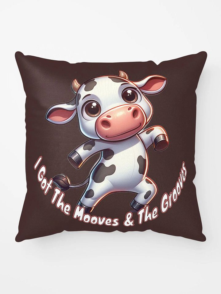 Adorable Dancing Cow Pillow - 'I Got The Mooves & The Grooves' Cute Cartoon Design product image (1)