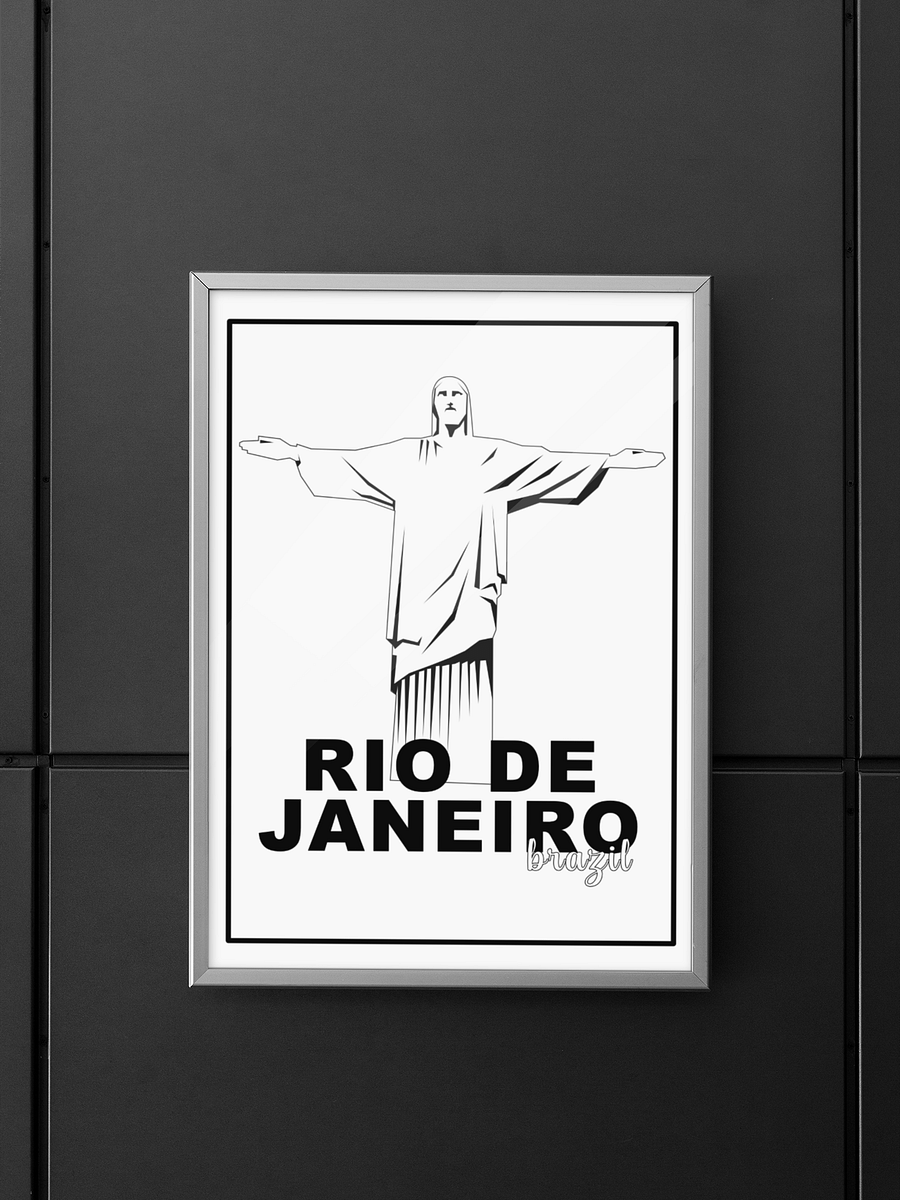 Christ the Redeemer Statue Poster, Iconic Rio de Janeiro Brazil Landmark, Black & White Minimalist Art, Travel Wall Decor, Souvenir product image (5)