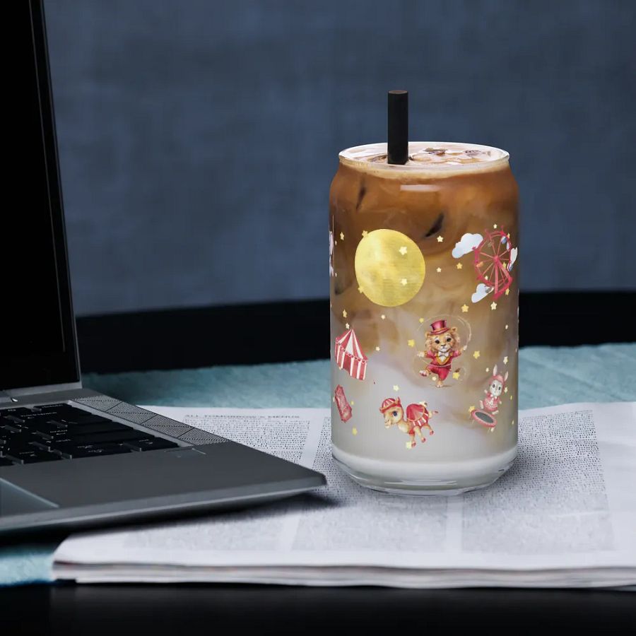 Midnight Circus Montage Glass Can | 16oz – Unique & Whimsical Drinkware product image (3)