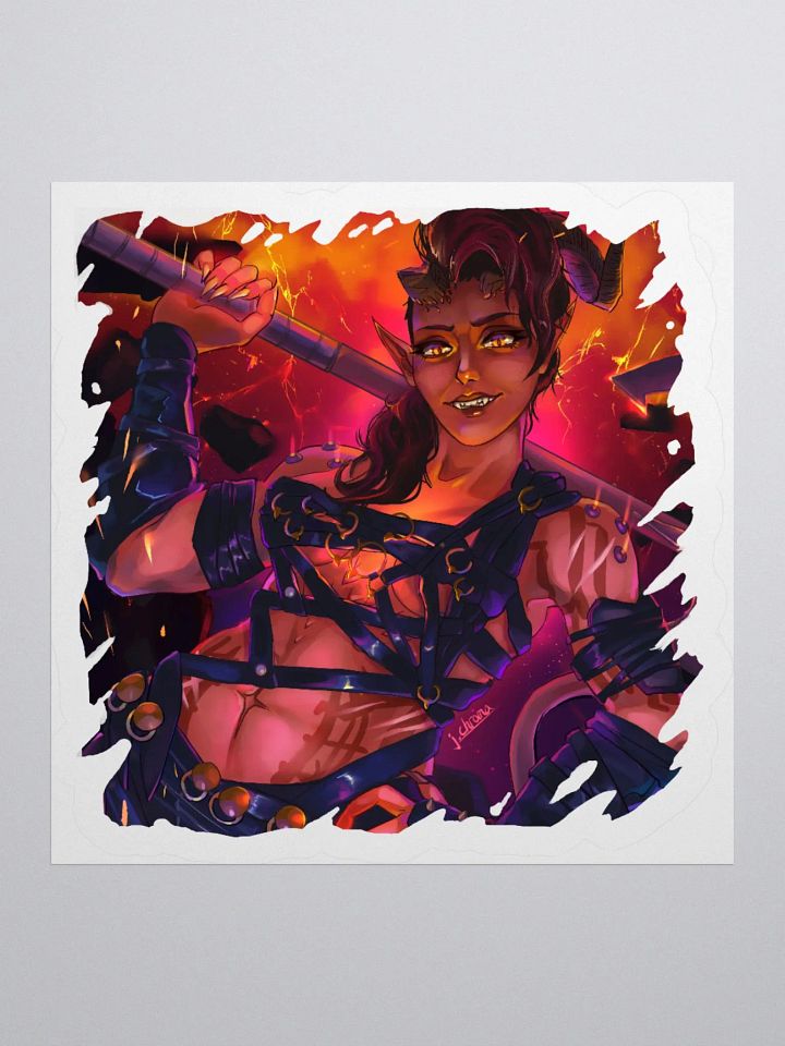 Fury of Avernus - Tiefling Barbarian Video Game Sticker - Art by CosmicChroma product image (2)