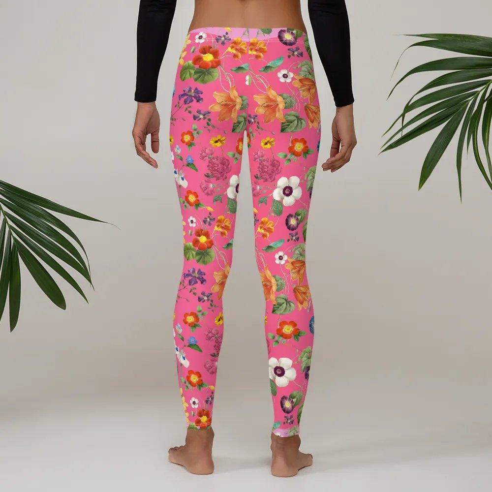All-Over Pink Floral Printed Leggings product image (2)
