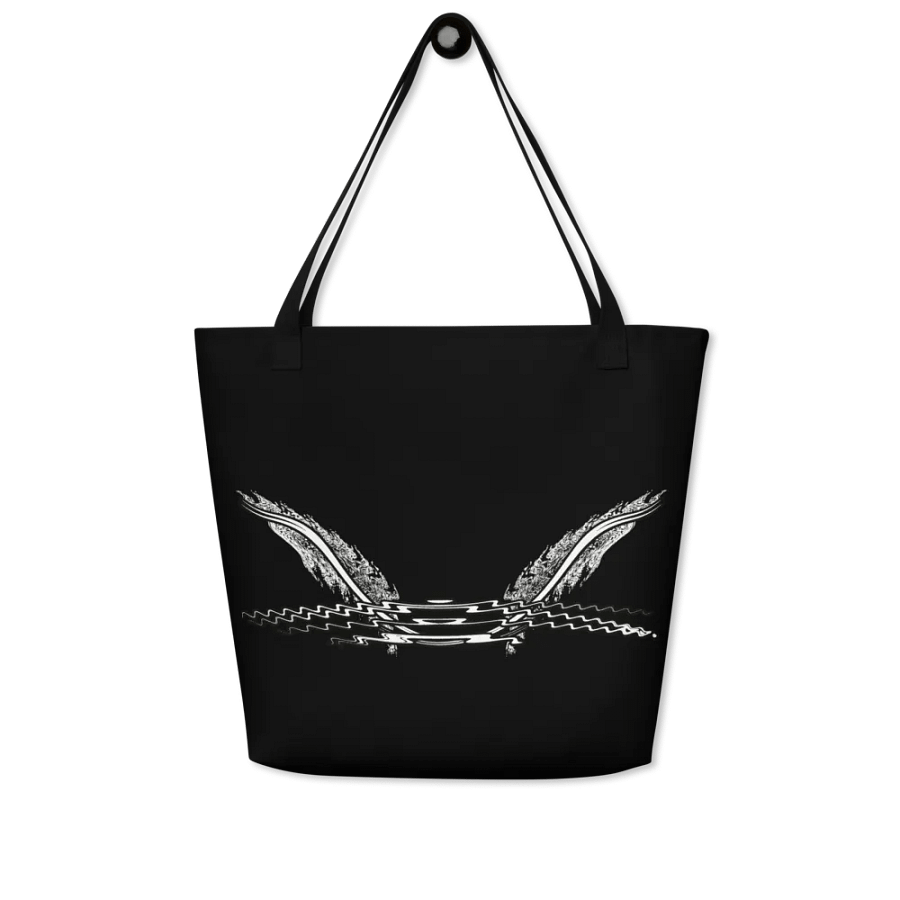 White HApex Gear White Logo Cancer Awareness Orange Ribbon. Black Large Tote Bag w/ Pocket product image (5)