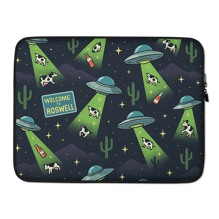 Flying Saucer Cow and Hot Salsa Roswell Aliens Abduction Laptop Sleeve product image (2)