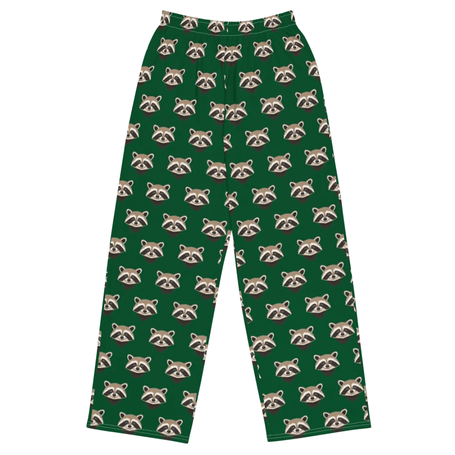 Raccoon Dreamland Wide-Leg Lounge Pants in Green product image (1)