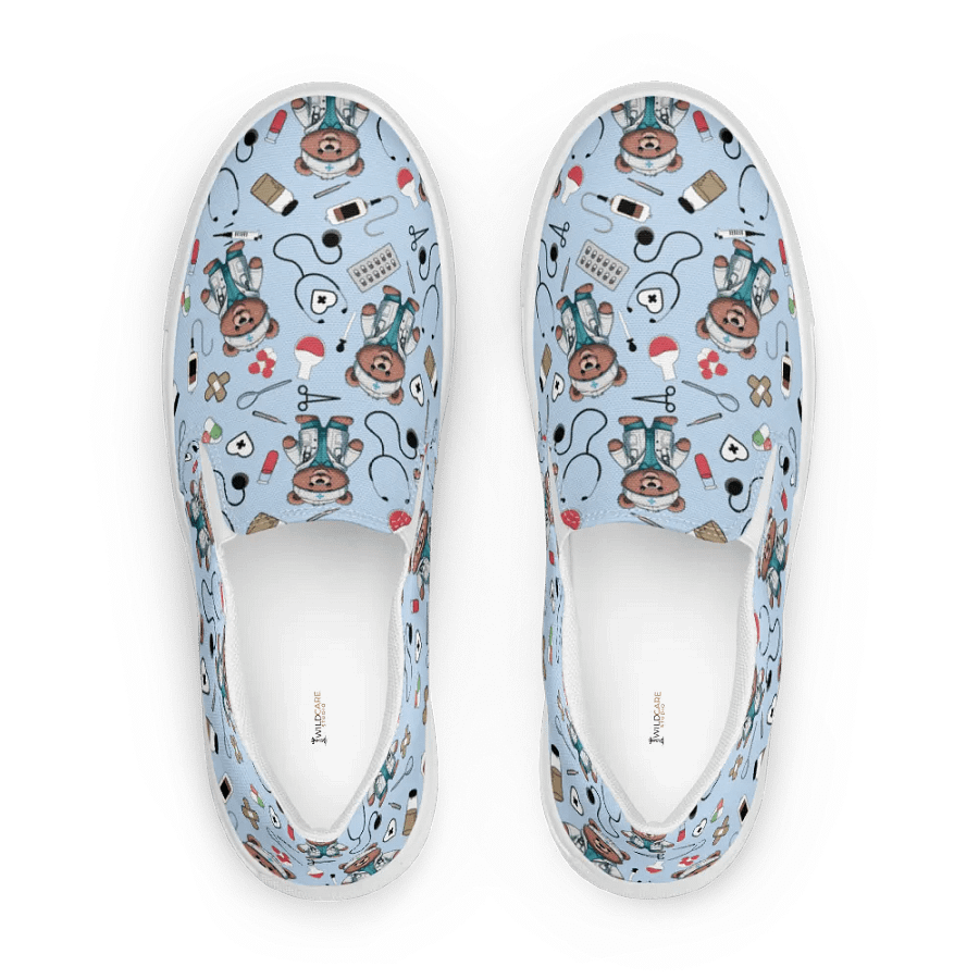 Cute Medical Bears Slip-On Canvas Shoes (Blue) product image (5)