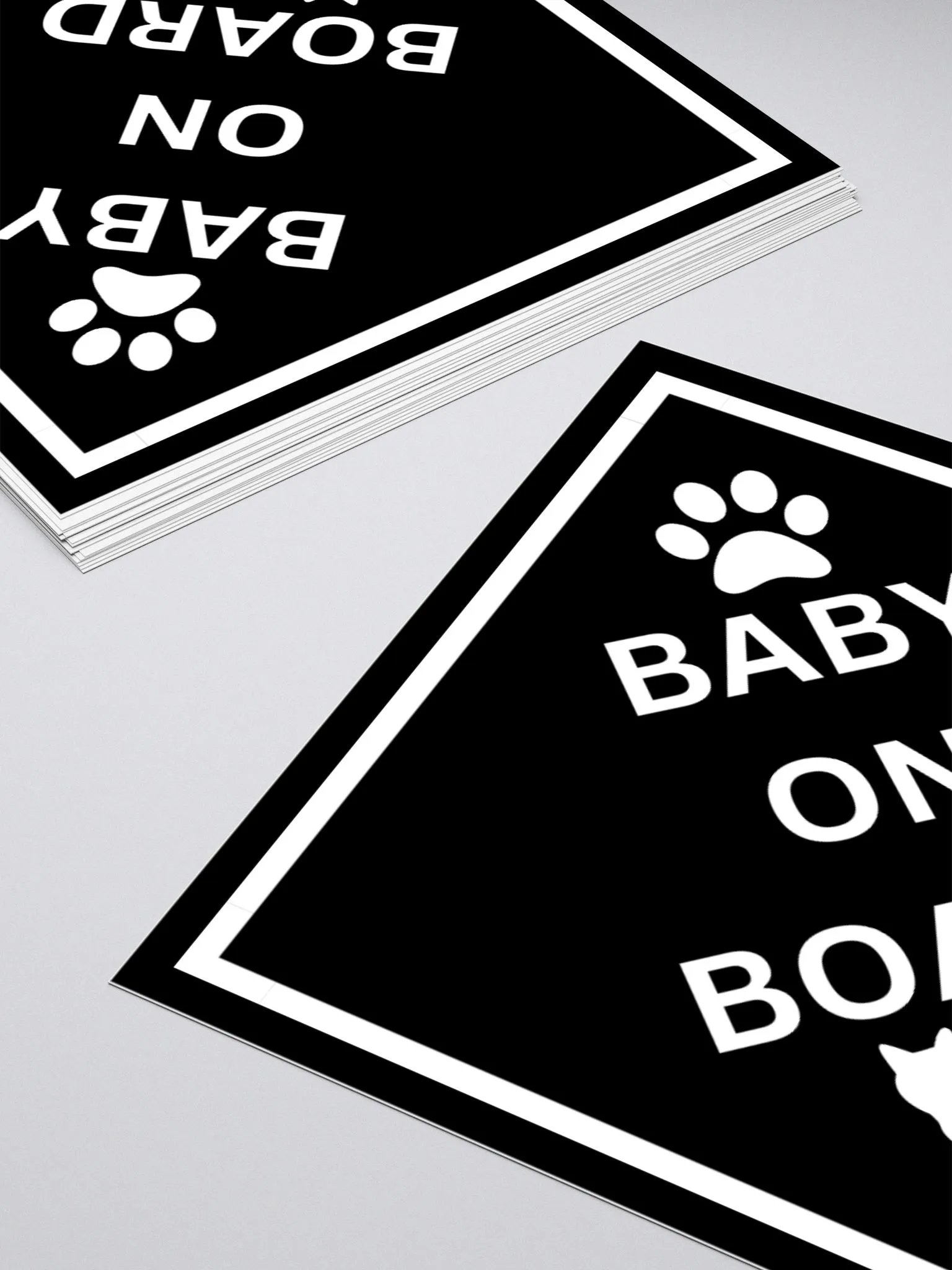 Cat Baby on Board Sticker - White on Black product image (3)