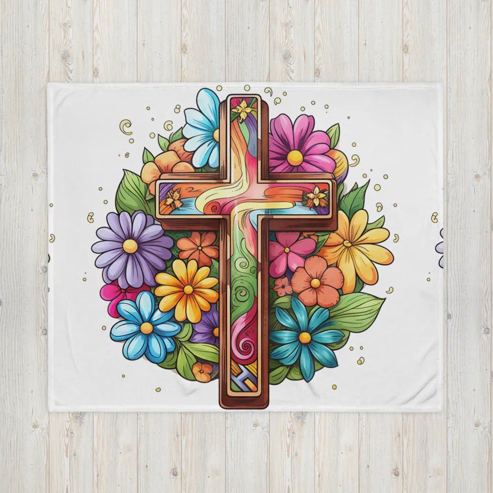 Colorful Cross and Floral Throw Blanket product image (16)