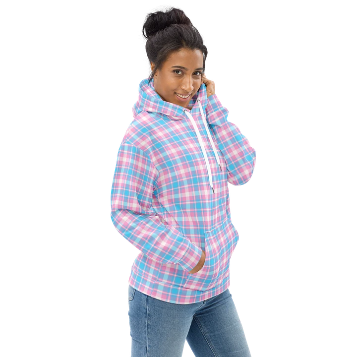 Baby Blue, Pink, and White Plaid Hoodie product image (1)