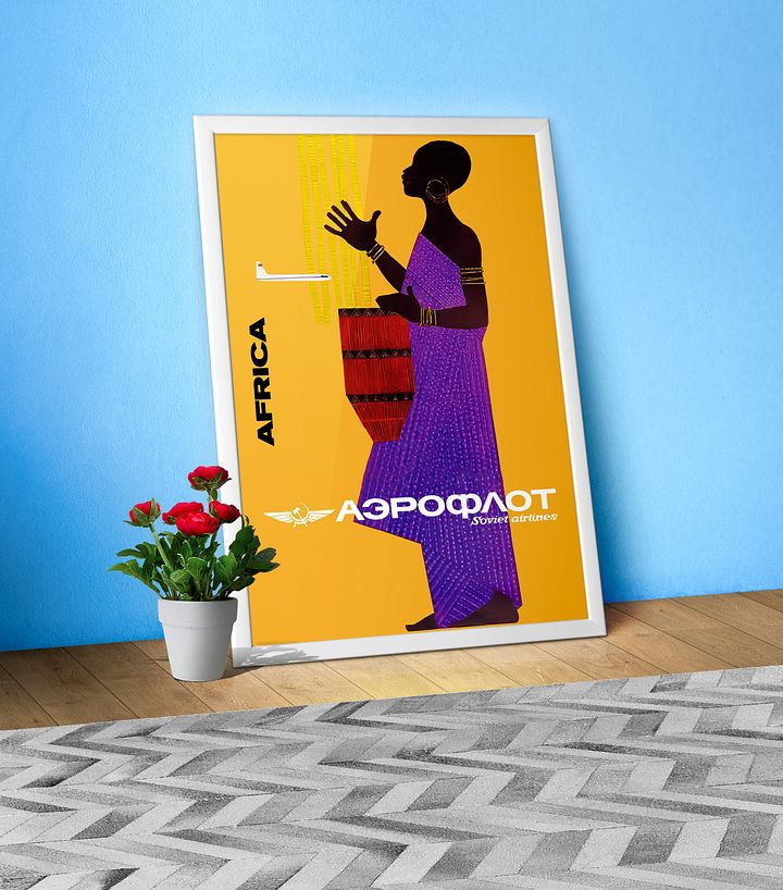 Soviet Aeroflot, USSR airlines 1970s: Africa — Soviet retro travel poster product image (1)