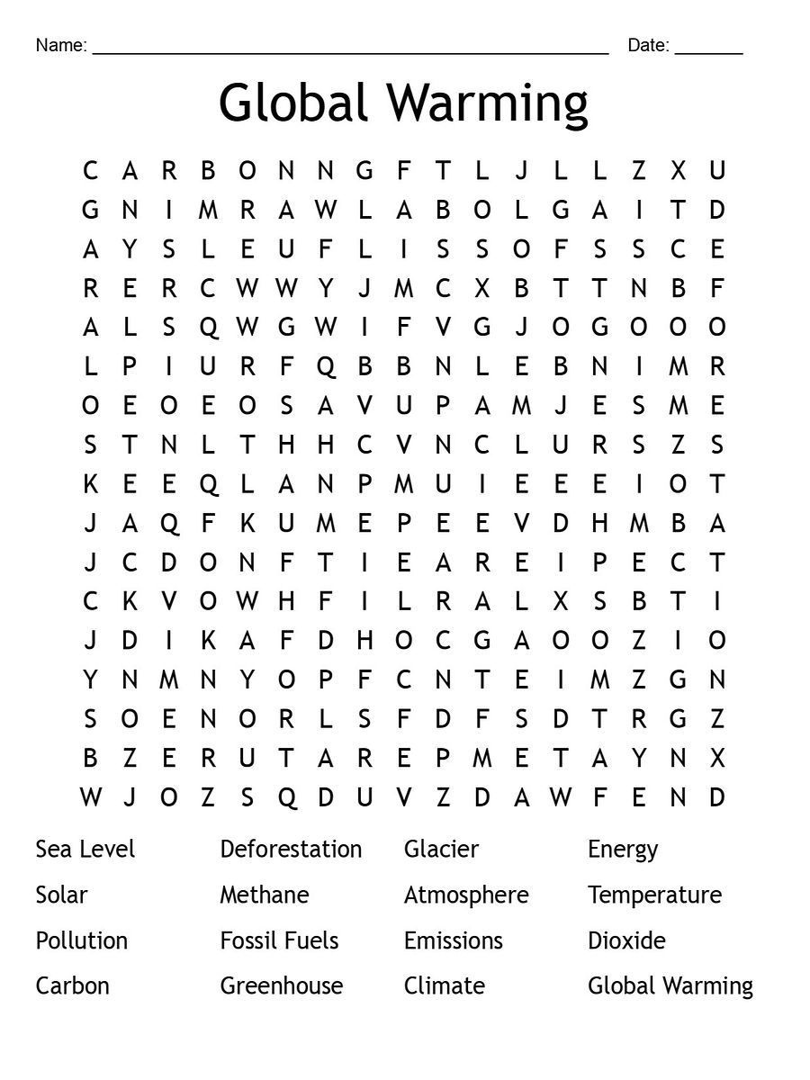 Printable Global Warming Word Search – 16 Key Terms! product image (1)