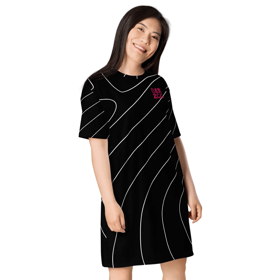 BOURNE to Cape Cod™ | Women's T-Shirt Dress | Sporty Coastal Chic | Contour Pinstripes on Black product image (4)