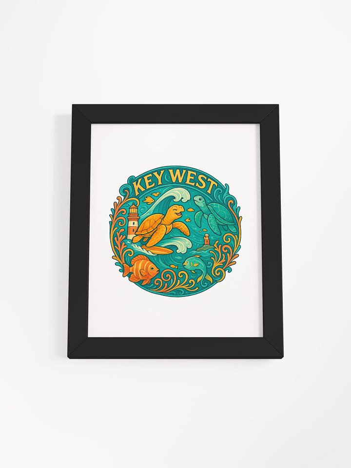 Key West Framed Poster with Turtles, Fish, and Lighthouse product image (1)