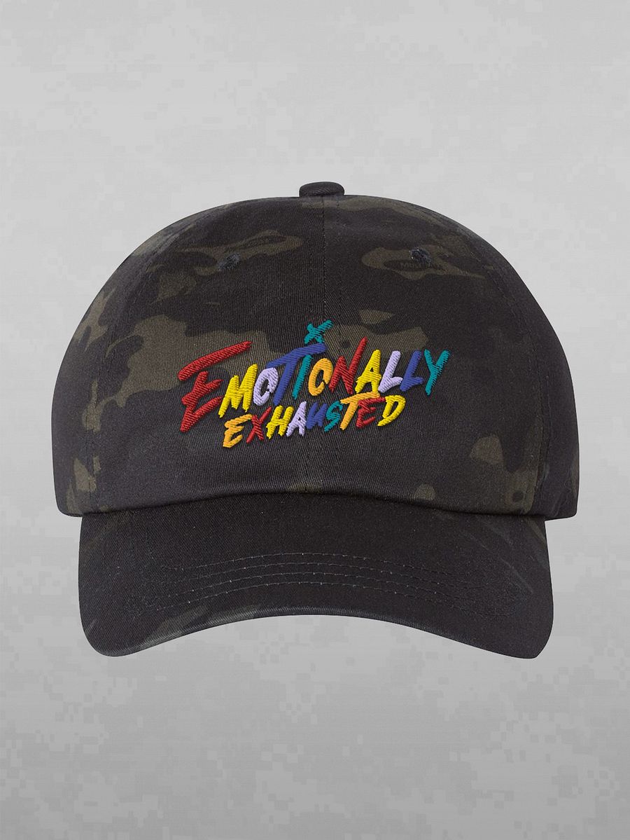 EMOTIONALLY EXHAUSTED DAD HAT - BLACK CAMO product image (1)