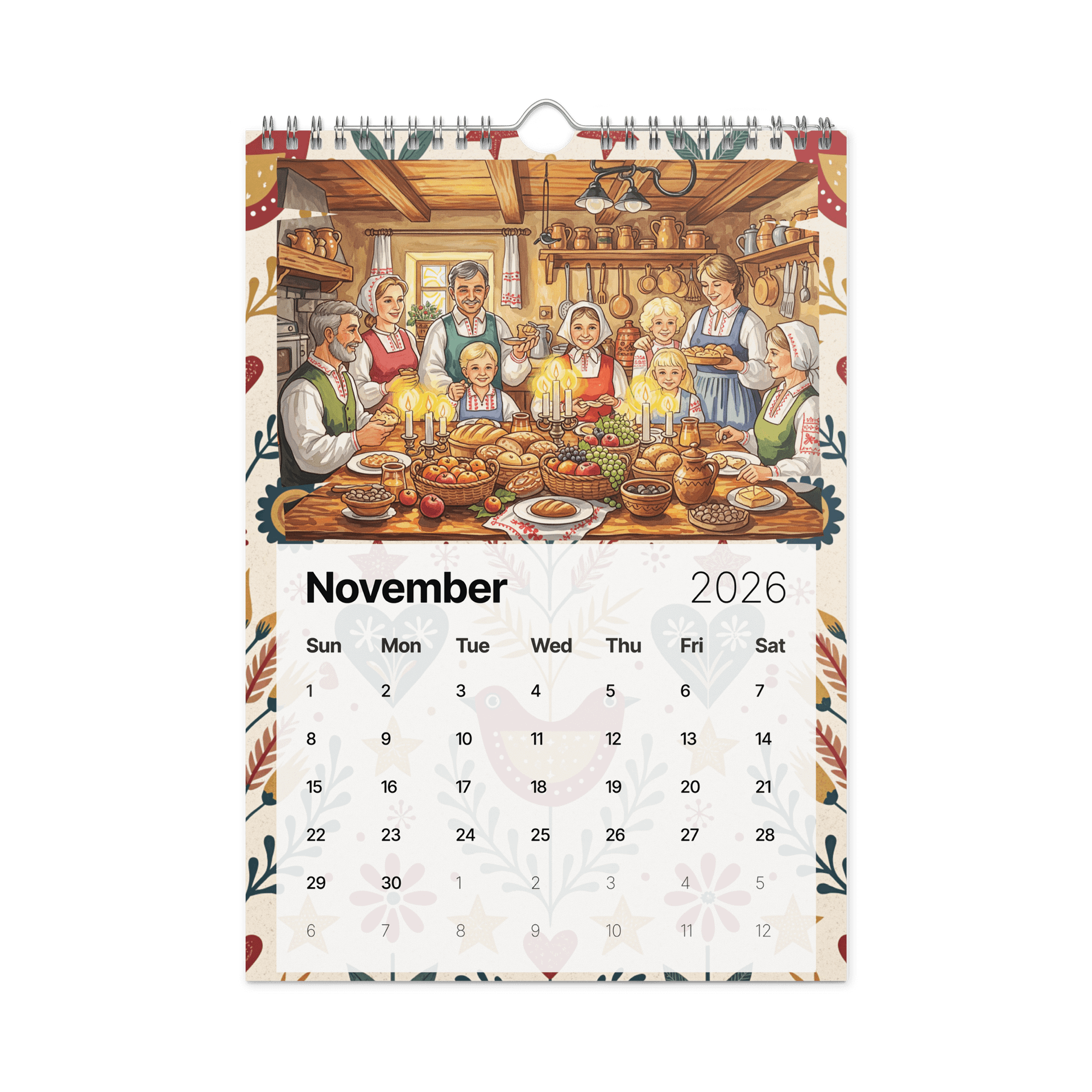 Folk Art Wall Calendar 2026 – A Year of Whimsical Traditions and Timeless Beauty product image (11)