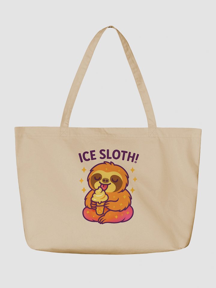 Ice Sloth! – Funny Sloth Tote Bag (Double-Sided Print) | Organic Cotton Chill Tote – Sloths Having Snacks Collection product image (2)