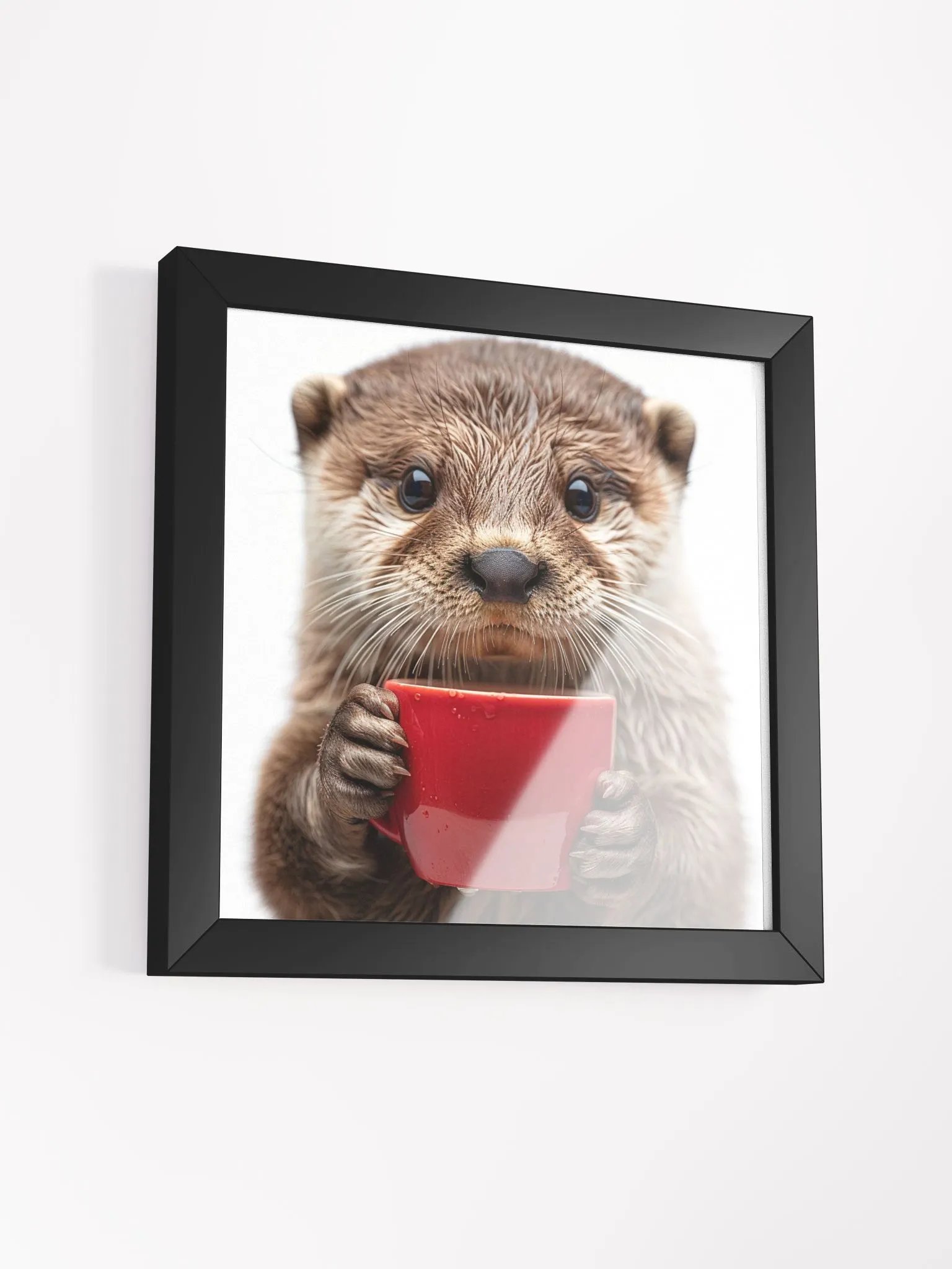 Coffee Lover Cute Otter Framed Wall Art product image (3)