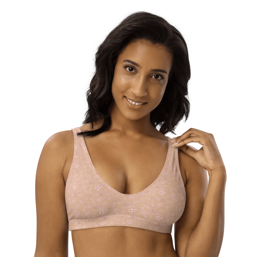 Cherry Blossoms on Cream Eco-Green Padded Bikini Top product image (2)