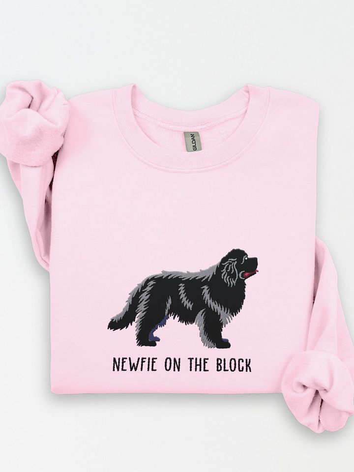 Newfie on the Block Sweatshirt (Embroidered) of a Newfoundland(Black) product image (1)