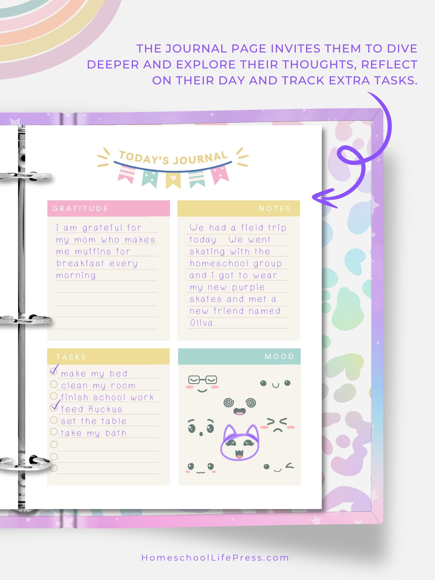 Homeschool Student Daily Journal Printable | Kawaii Color product image (3)