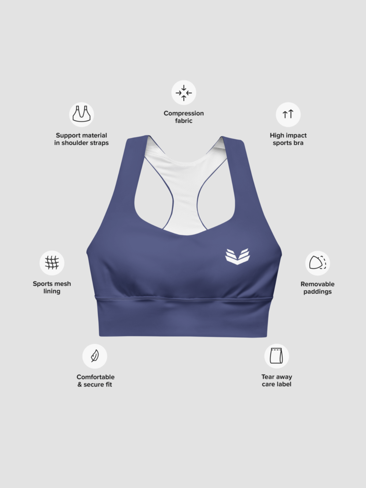 Longline Sports Bra - Blue Nightfall product image (7)