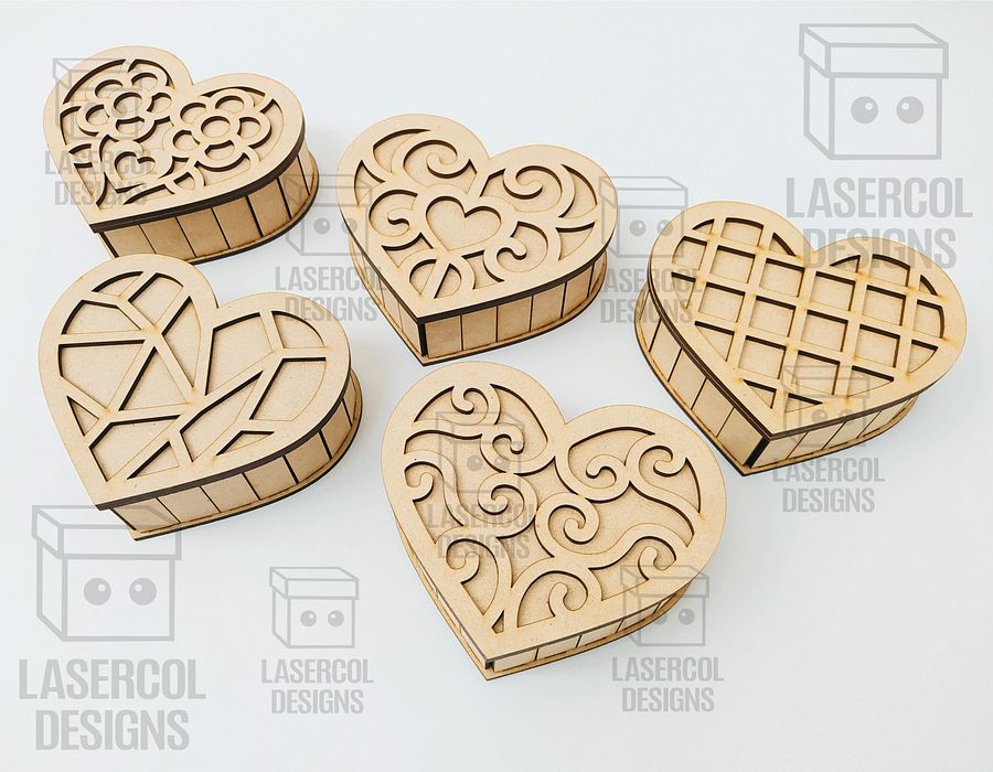 Heart Shaped Boxes Bundle - Laser Cut Files product image (5)