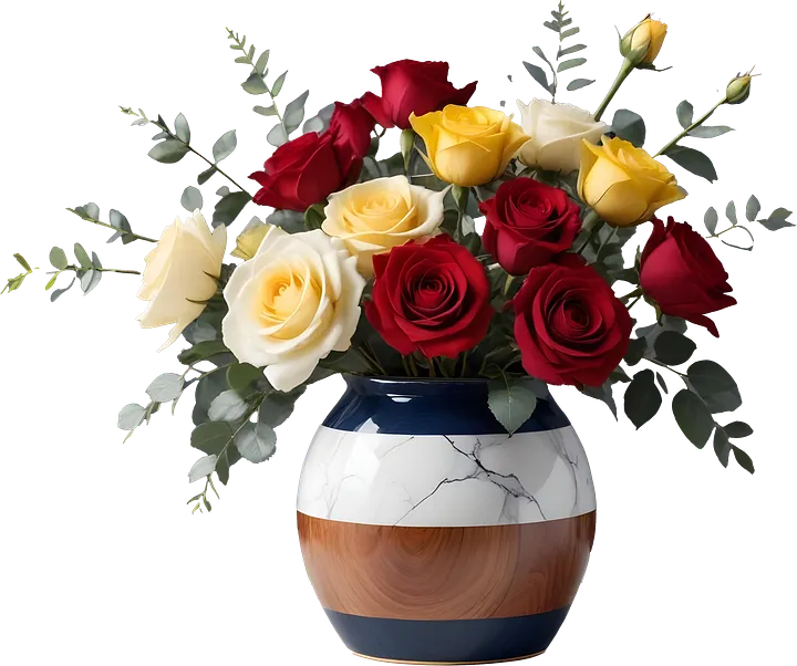 Shabby Chic – Marble Eternal Vase with Vibrant Floral Arrangement product image (1)