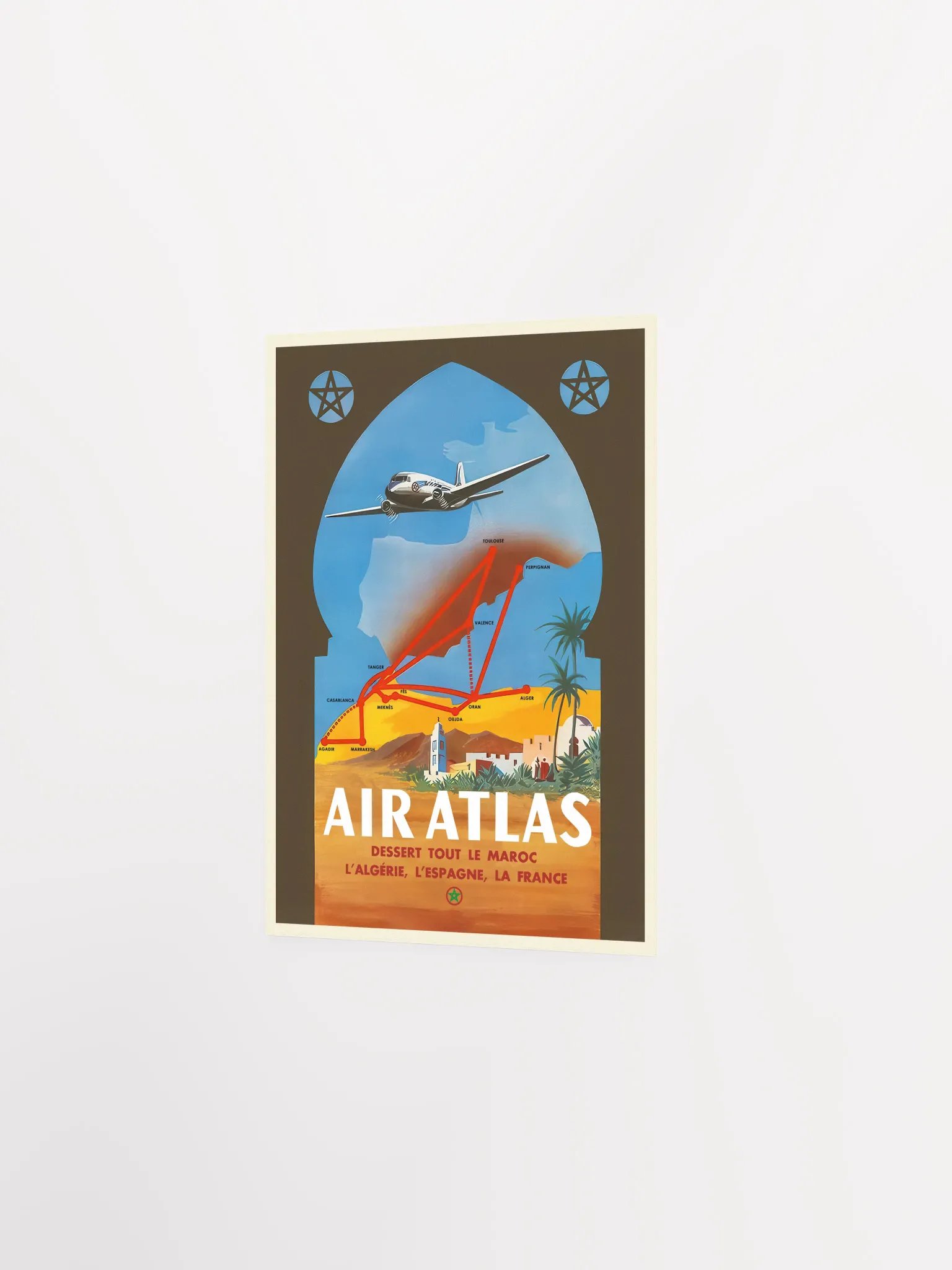 Morocco, Air Atlas, 1950s — retro travel poster, vintage travel print product image (8)