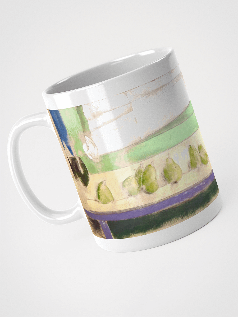 Twelve Pears on a Studio Bench (1986) on White Glossy Mug product image (3)