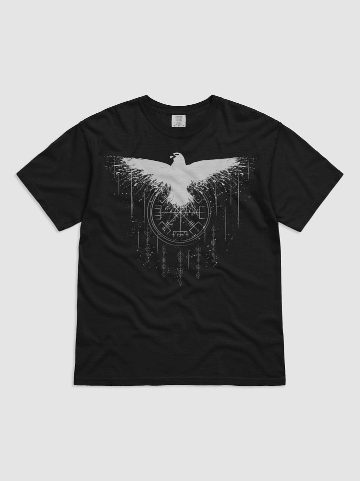 Shamanic Vegvísir Eagle T-Shirt – Norse Rune Compass with Spirit Animal Design product image (1)