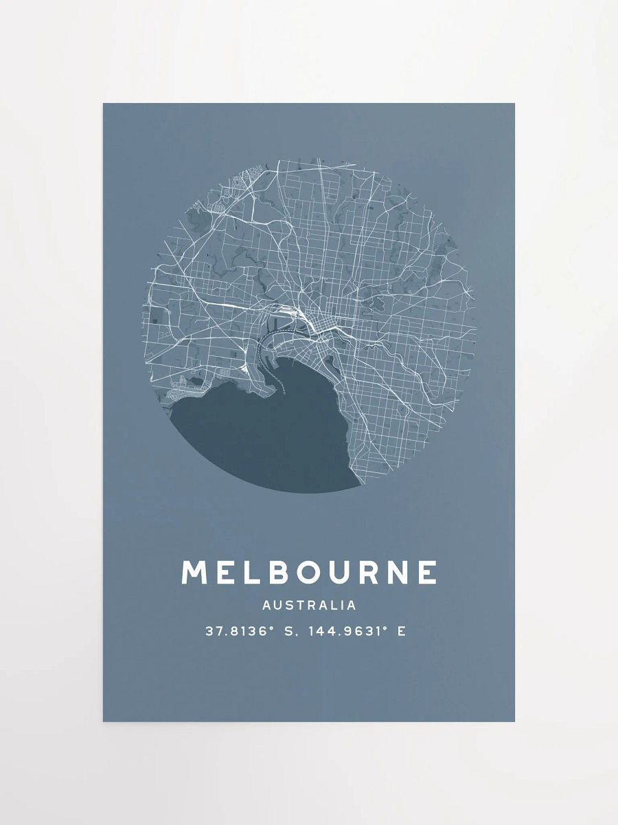 Melbourne Street Map Poster – Blue Minimalist Circular City Art product image (4)