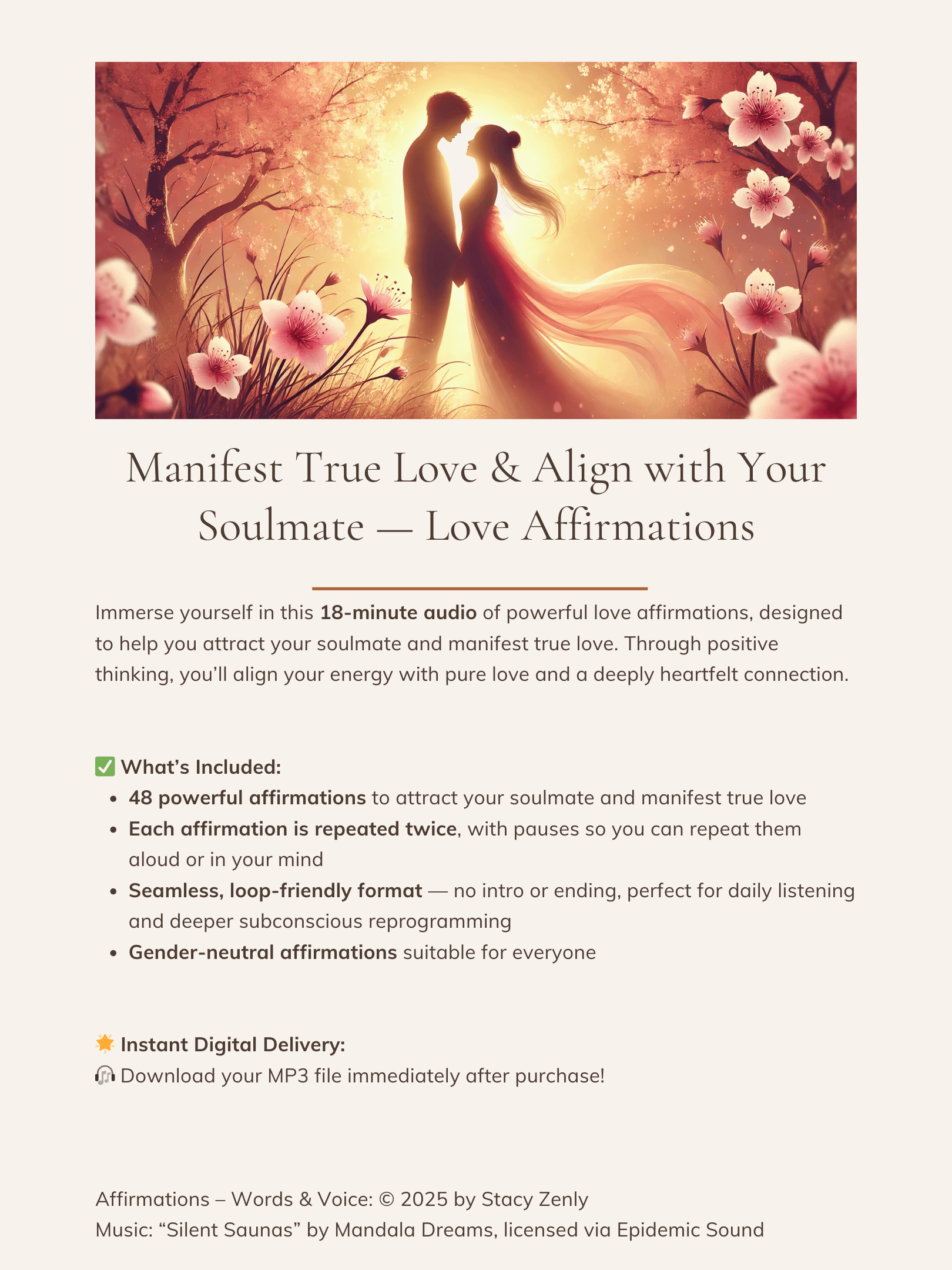 Manifest True Love & Align with Your Soulmate - Love Affirmations | MP3 Audio Download product image (2)