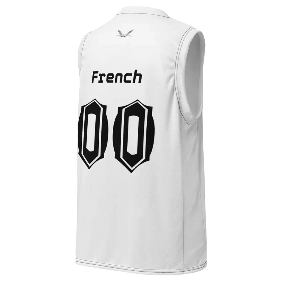 French - White - Recycled Unisex Basketball Jersey - Black HApex Gear Black Logo product image (9)