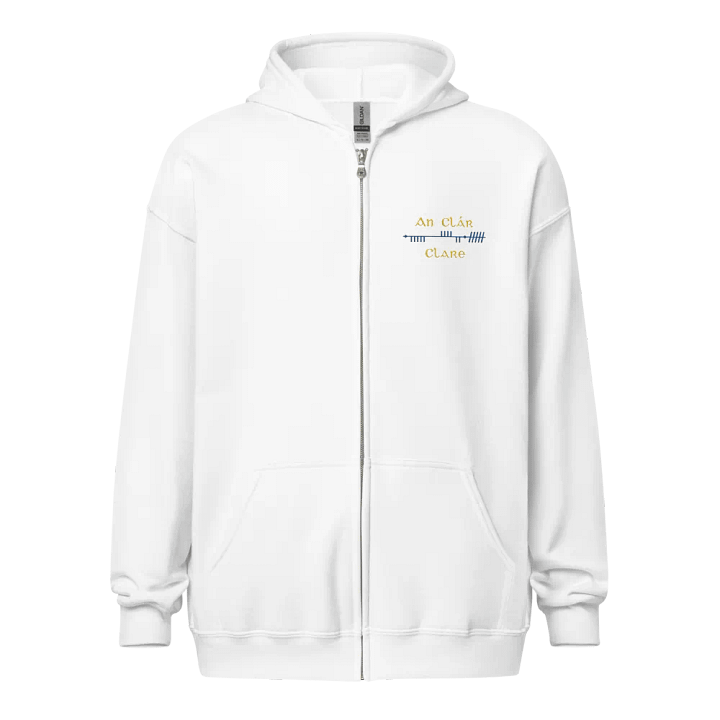 Clare/An Clár Scholastic Style Ogham embroidered Zip Hoodie product image (1)