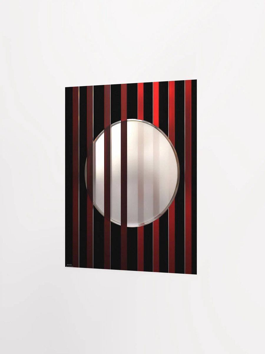 Minimalist 3D Digital Art: Red Lines White Circle on Black Background product image (34)