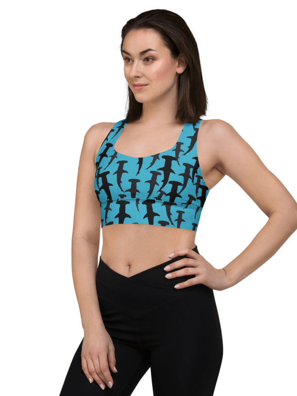 Hammerhead Sharks - Clear Ocean - Recycled Polyester - Longline Sports Bra product image (6)