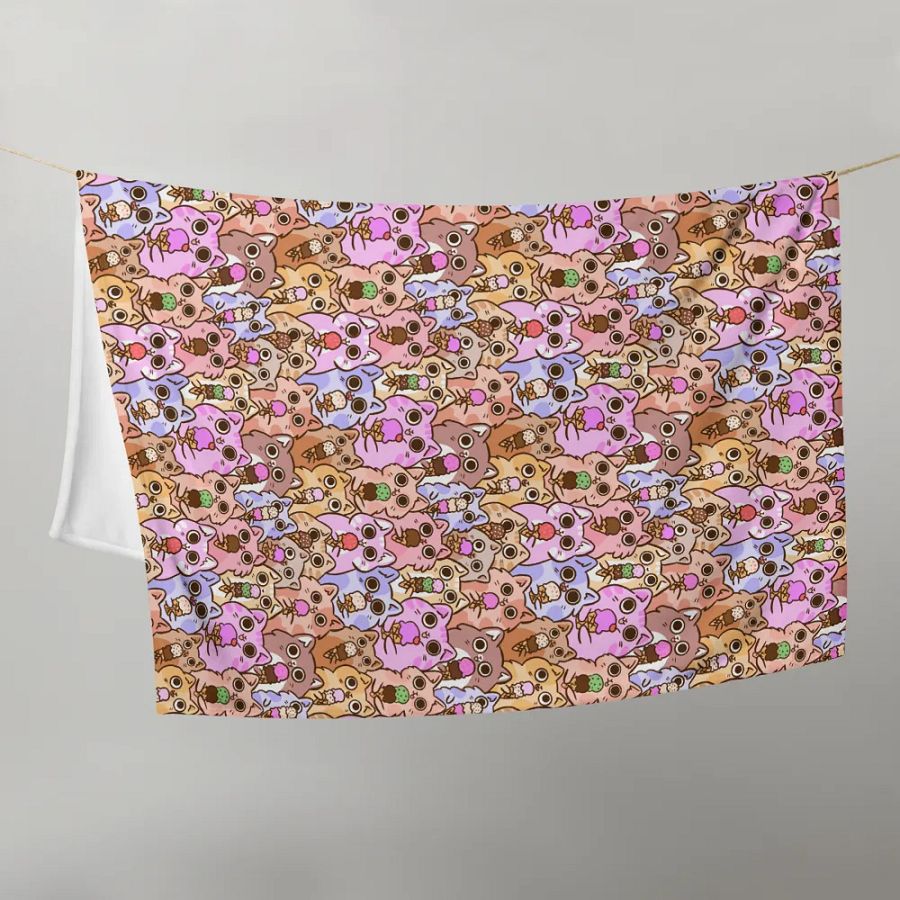 Whimsical Ice Cream Cat Party Throw Blanket product image (9)