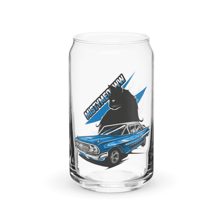 Mistymeooww logo with 60 chevy lightning cat glass cup product image (1)