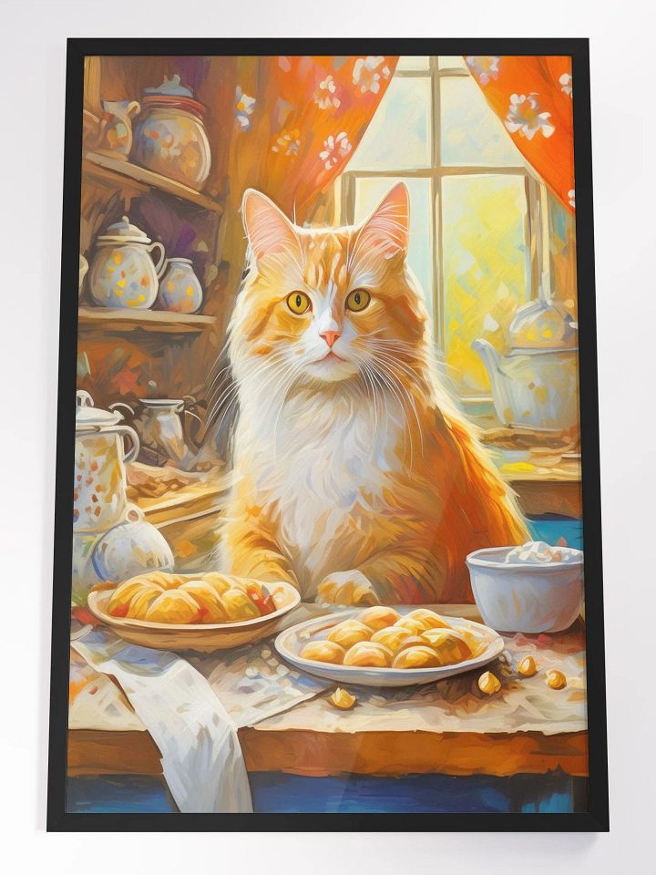 Cat in the Vintage Kitchen – AI-Generated Digital Art in Oil Painting Style product image (1)