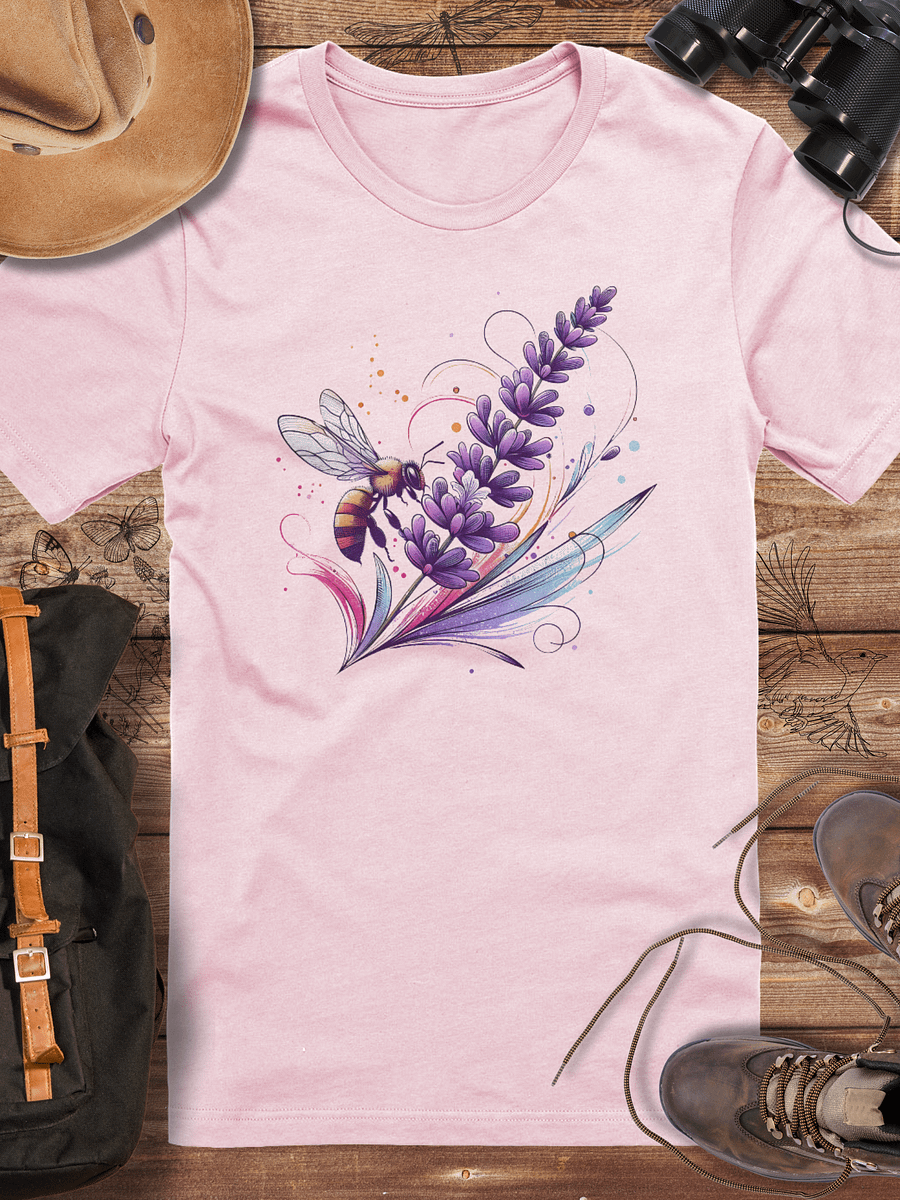 Buzzing Lavender Bee T-Shirt, Botanical Honeybee Tee, Nature-Inspired Wildflower Shirt, Garden Lover Gift product image (5)