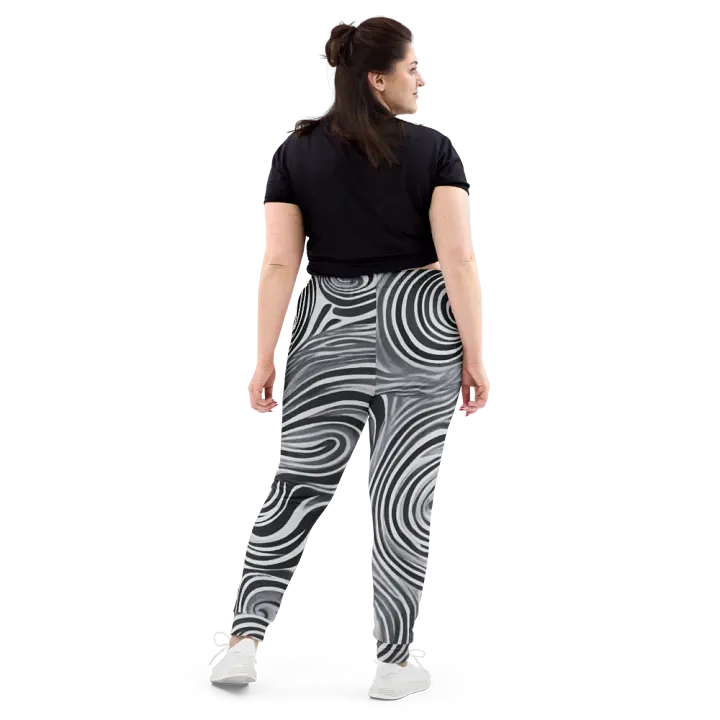 Funky Black and White Noir Liquid Tie-Dye Women's Joggers product image (2)