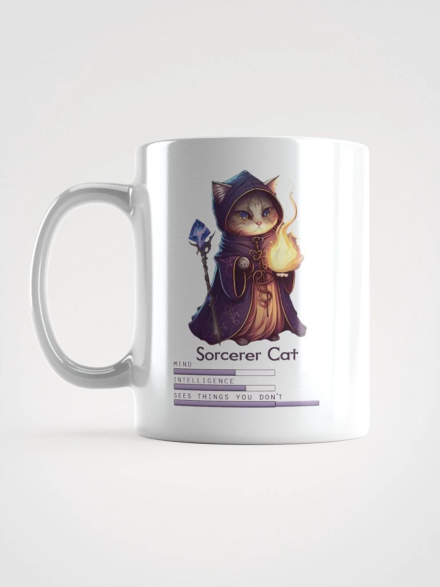 RPG Sorcerer Cat white ceramic mug 11oz 15oz 20oz for gamers and cat lovers product image (18)