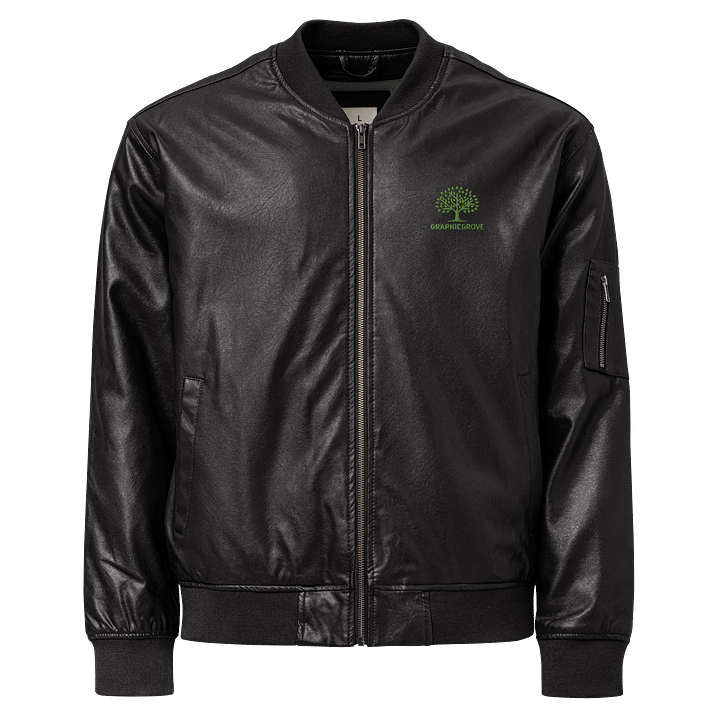 Graphic Grove Unisex Faux Leather Bomber Jacket - Black, Nature-Inspired Design, Heavyweight product image (1)