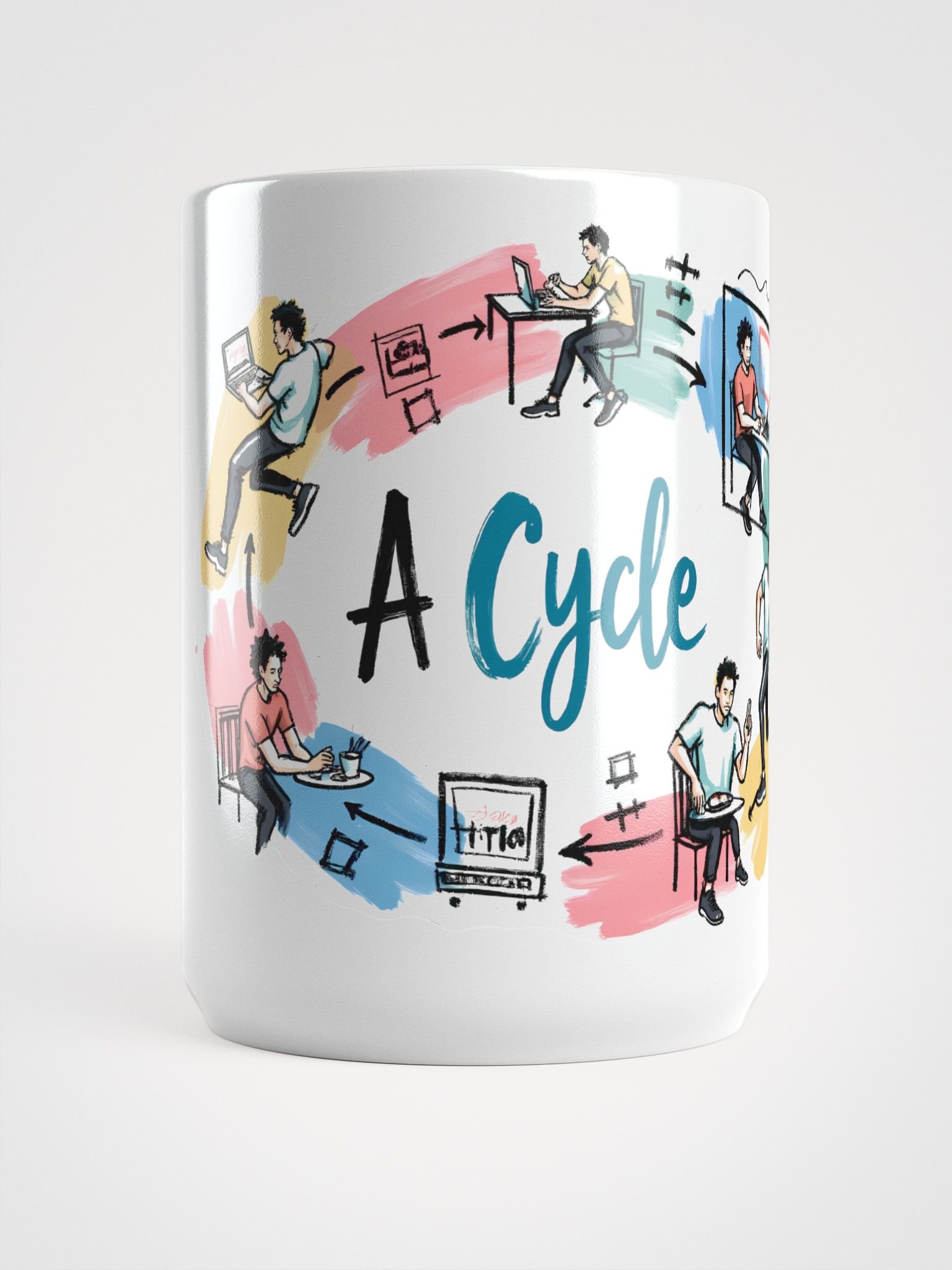 Daily Life Cycle Poster | Vibrant Illustration Art Glossy Mug product image (5)