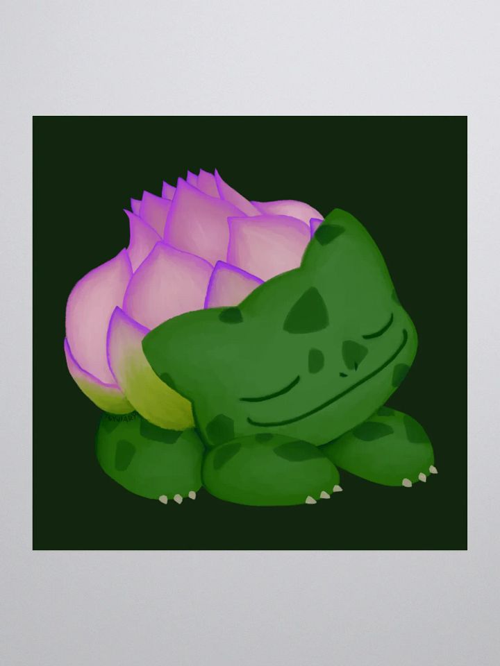 Lotus Frog Sticker (Green Background) product image (1)
