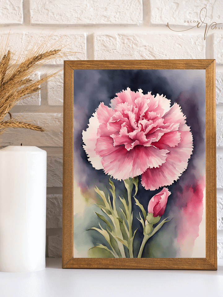 Watercolour Painting Printable Wall Art of CARNATION product image (2)