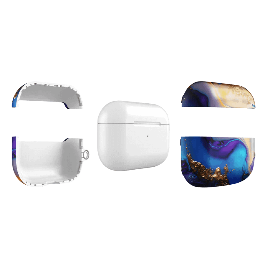 Purple Marble Designer Printed Hard Protective Shockproof Electroplating Wireless Charging Case Cover Keychain Compatible with AirPods 2 / 2nd Generation (Ocean Blue) product image (45)